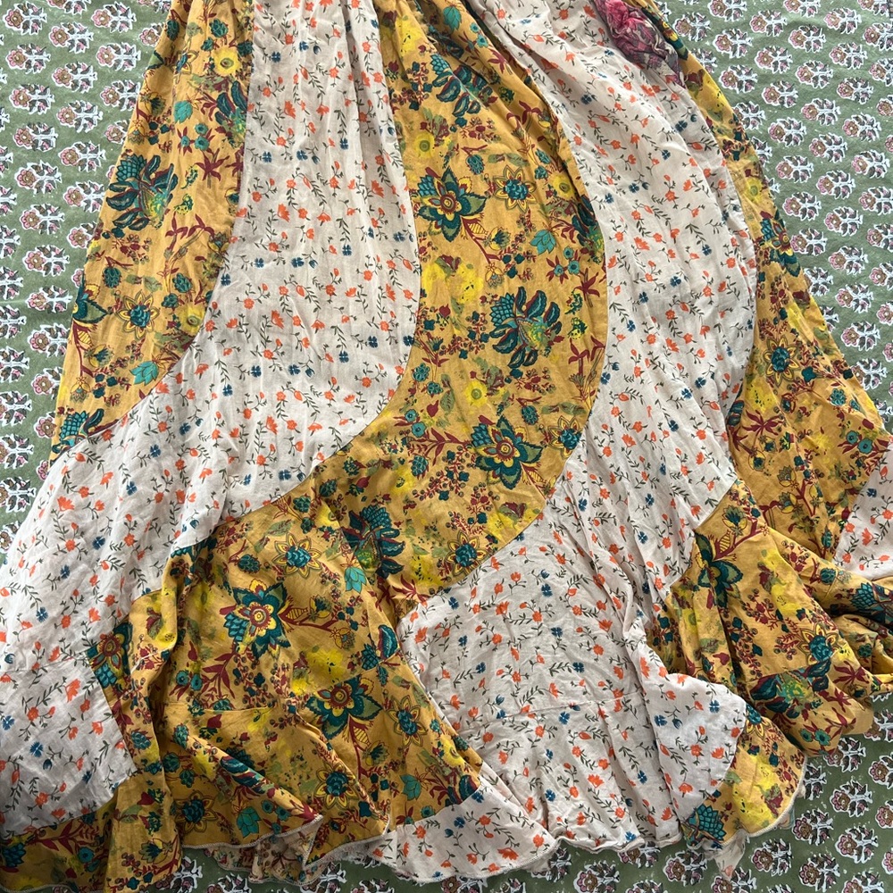 100% Cotton Floral Patchwork Maxi Skirt